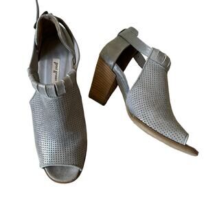 PAUL GREEN Leather Peep Toe Booties Pewter Gray Silver UK 4.5/ US 7